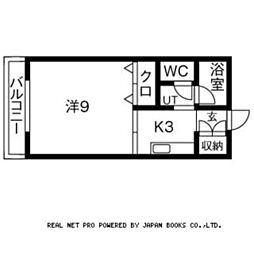 カーサ ミア 2階1Kの間取り