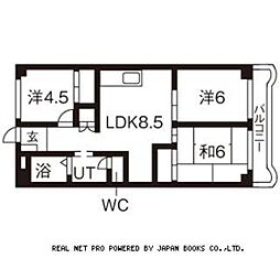 サニーハウス上杉 2階3LDKの間取り