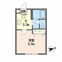 ブルーム 1階1Kの間取り