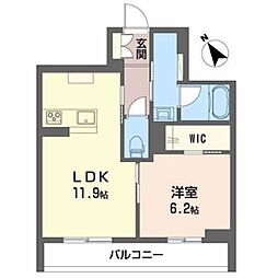 ＬＵＬＵＢＩＳIII美田園 3階1LDKの間取り