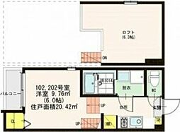 Avenir briller 2階1Kの間取り