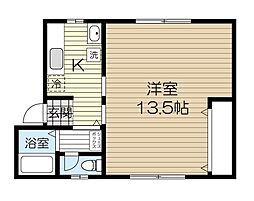 広岡ハイツ 1Kの間取図画像