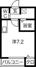 ラ・プチット・メゾン五橋 ワンルームの間取図画像