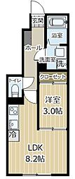 名取市愛の杜2丁目アパート 1LDKの間取図画像