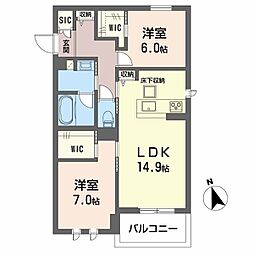 シャーメゾンLaLa 2LDKの間取図画像