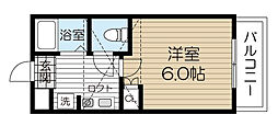 アップルハウス若葉町 1Kの間取図画像
