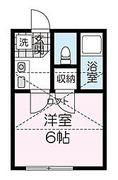 アップルハウス若葉町 1Kの間取図画像