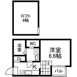 Baan荒町 1Kの間取図画像
