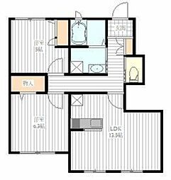 アーリーヒルズ 2LDKの間取図画像