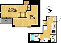 ライゼスト春夏秋冬-冬- ワンルームの間取図画像