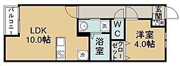 LaCorte西多賀 1LDKの間取図画像
