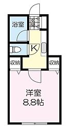 セシリアコーポ 1階1Kの間取り