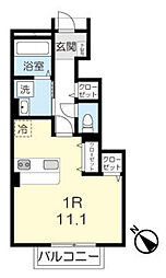 ハイシティ福室 1階ワンルームの間取り