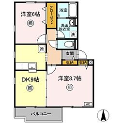 パークアベニュー2番館 2DKの間取図画像