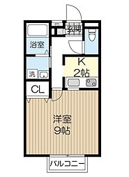 アムール風香 1Kの間取図画像