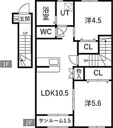 ジムカーナ 2LDKの間取図画像