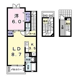 コーポK 1LDKの間取図画像