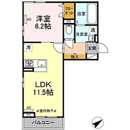 (仮)D-ROOM新中道 1LDKの間取図画像