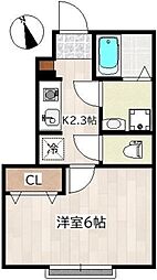 ホワイトローズ2 1Kの間取図画像