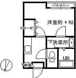 クレフラスト泉中央 1Kの間取図画像