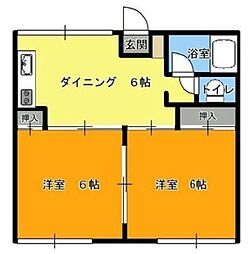 ライフコート長命 2DKの間取図画像
