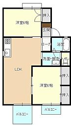 セジュール南光台5 2LDKの間取図画像
