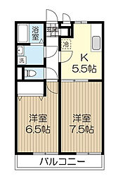 アムール　しらぎく 2階2Kの間取り