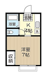 コーポはまや 2階1Kの間取り