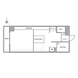 マウンテンハイツ 2階ワンルームの間取り