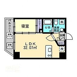 M:COURT関大前 1LDKの間取図画像
