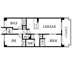 セザール枚方公園 3LDKの間取図画像