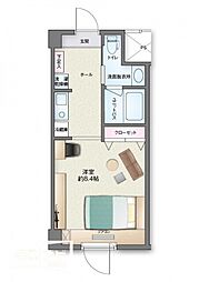 アルファコンフォート大手前 7階ワンルームの間取り