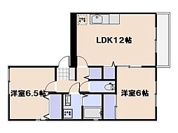 セジュール八幡 3階2LDKの間取り