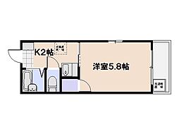 ダイヤレジデンス五日市 1階1Kの間取り