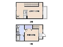 リノリノアパートメント五日市 2階1LDKの間取り