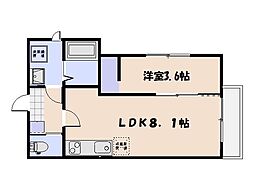 レジデンシャル廿日市駅前 3階1LDKの間取り