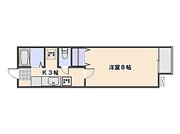 シャトレフォーラム 1階1Kの間取り