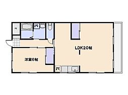 木村ビル 3階1LDKの間取り