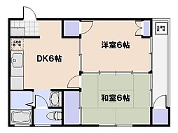 ドミールアサヒ 2階2DKの間取り