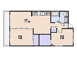 メゾン荒木 2LDKの間取図画像