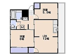 田中第2アパート 2LDKの間取図画像