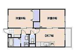 リバーサイドコート 2DKの間取図画像