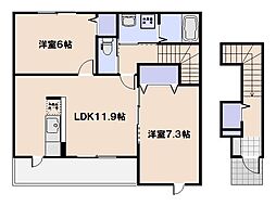 グラースプラシード 2LDKの間取図画像