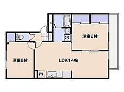 クレージュ中村 2LDKの間取図画像