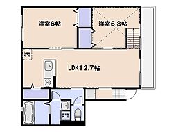 ウエストバレー皆賀 2LDKの間取図画像