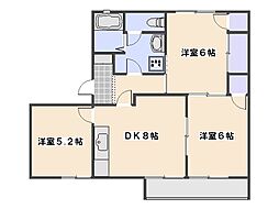 ディアス井口 2LDKの間取図画像