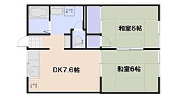 リバーサイド阿品 1階2DKの間取り