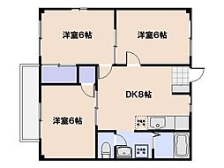 ニューシティ猿田　A棟 1階3DKの間取り