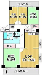 エクセルハイツ奈良 4LDKの間取図画像