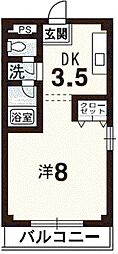 グリーンコートシティ 1Kの間取図画像